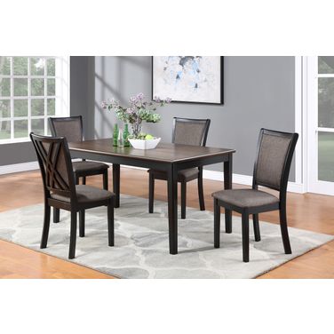 Potomac 60 Inch Rectangle Dining Table and 4 Chairs In Brown and Black