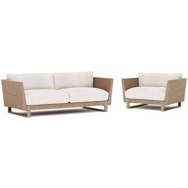 Praia Outdoor Conversation Set In Cream and Brown
