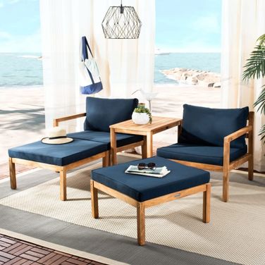 Pratia Natural and Navy 5 Piece Outdoor Set