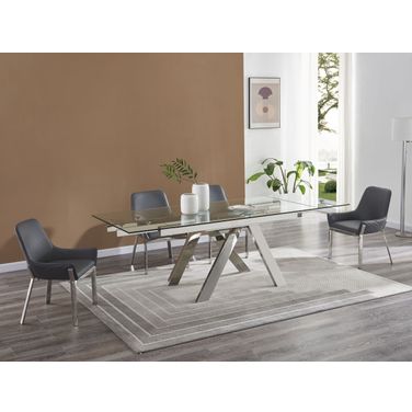 Premier Chrome Glass Top Extendable Dining Room Set