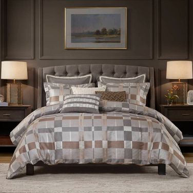 Prescott Jacquard Oversized Duvet Style Comforter Set In Taupe