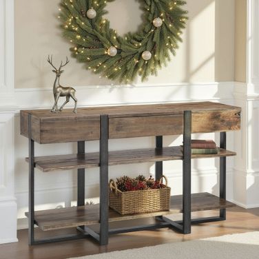 Prescott Rustic Honey Rectangular Sofa Table