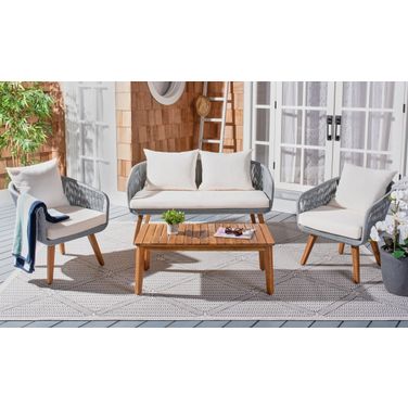 Prester 4 Piece Living Set In Gray and Beige
