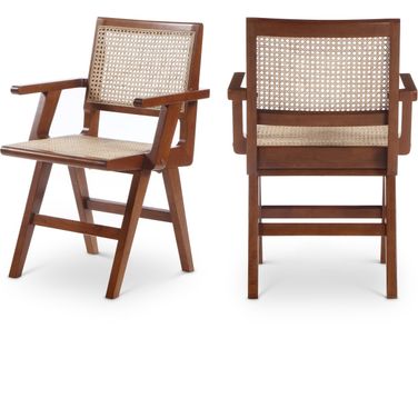 Preston Wood Dining Arm Chair Set of 2 In Walnut