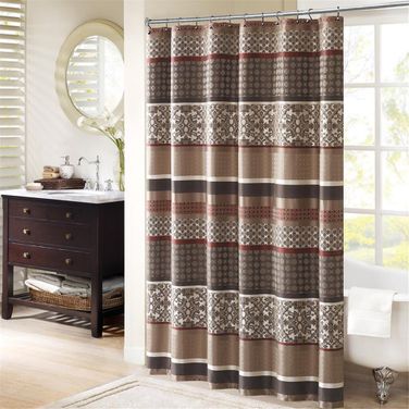 Princeton Jacquard Shower Curtain In Red