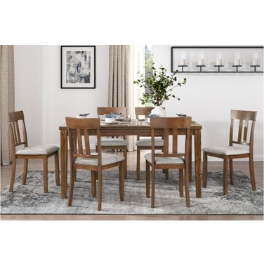 Prineville 7-Piece Pack Dinette Set In Beige and Cherry