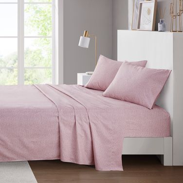 Printed Microfiber 4 Piece Queen Sheet Set In Blush Waves