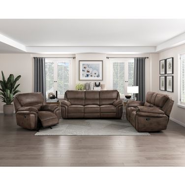 Proctor Double Reclining Living Room Set In Brown