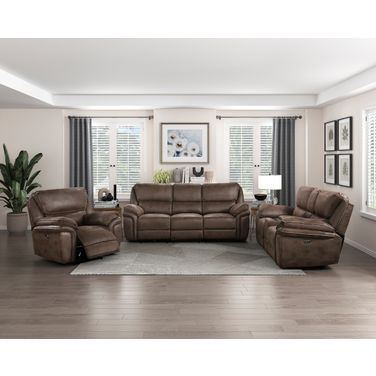 Proctor Powered Double Reclining Living Room Set In Brown