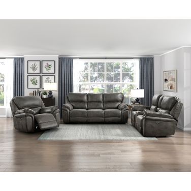 Proctor Powered Double Reclining Living Room Set In Gray