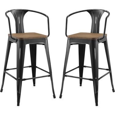 Promenade Black Bar Stool Set of 2 EEI-3954-BLK