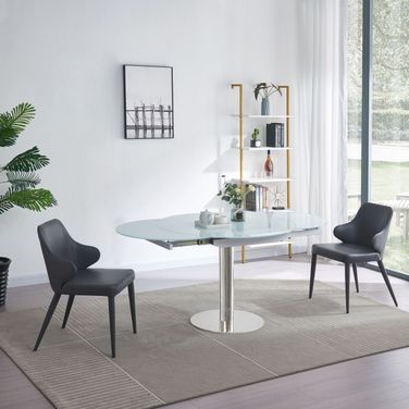 Pub White Steel Extendable Dining Room Set