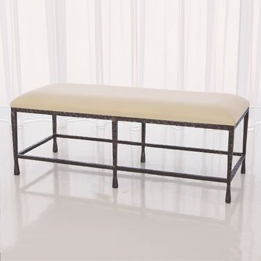 Quad Pod Bench With Muslin Cushion In Natural Iron