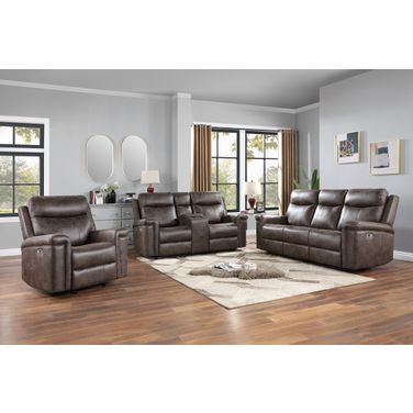 Quade Power Living Room Set In Mocha
