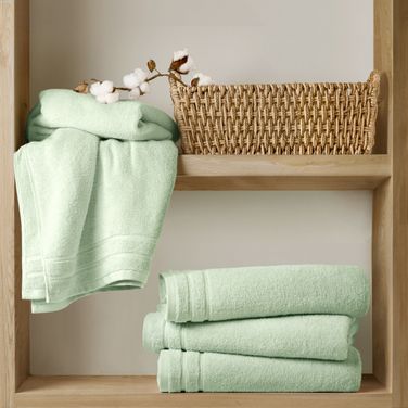 Quick Dry Cotton Towel Set In Seafoam