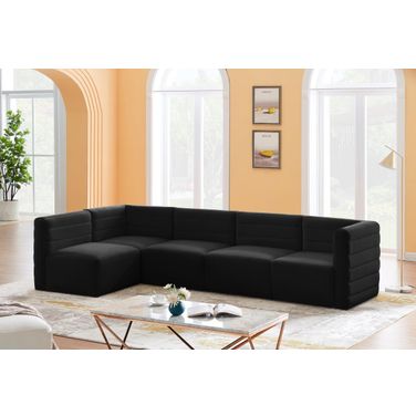 Quincy Velvet 5 Piece Modular Sectional In Black
