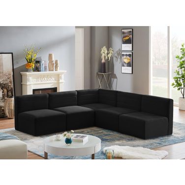 Quincy Velvet 5 Piece Modular Sectional In Black