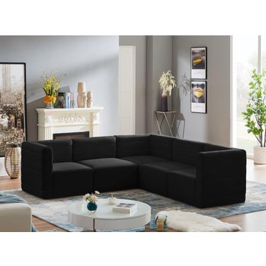 Quincy Velvet 5 Piece Modular Sectional In Black