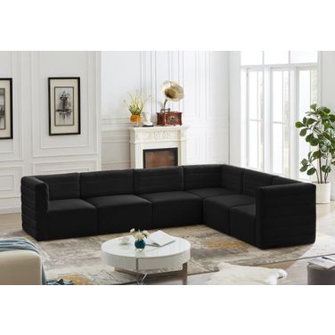 Quincy Velvet 6 Piece Modular Sectional In Black