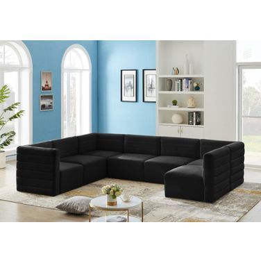 Quincy Velvet 7 Piece Modular Sectional In Black