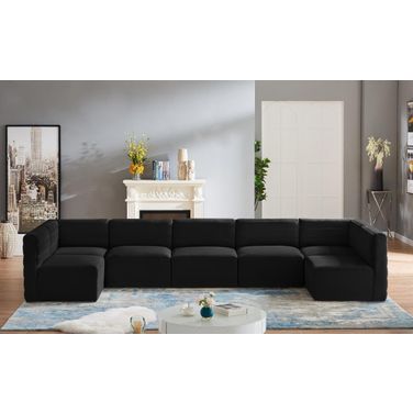 Quincy Velvet 7 Piece Modular Sectional In Black
