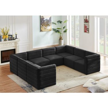 Quincy Velvet 8 Piece Modular Sectional In Black