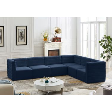 Quincy Velvet 6 Piece Modular Sectional In Navy