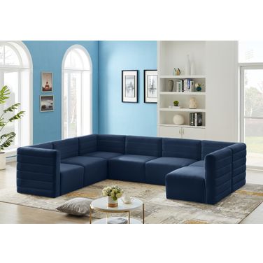 Quincy Velvet 7 Piece Modular Sectional In Navy