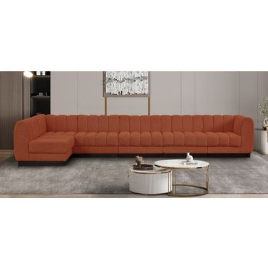 Quinn Chenille Fabric 6 Piece Modular Sectional In Cognac