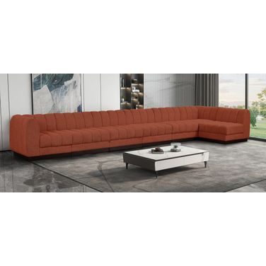 Quinn Chenille Fabric 7 Piece Modular Sectional In Cognac
