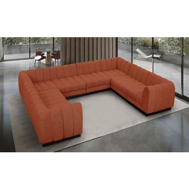 Quinn Chenille Fabric 8 Piece Modular Sectional In Cognac