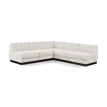 Quinn Chenille Fabric 5 Piece Modular Sectional In Cream