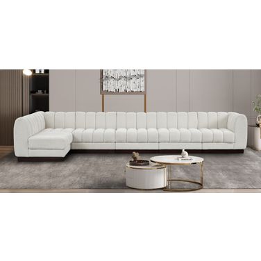 Quinn Chenille Fabric 6 Piece Modular Sectional In Cream