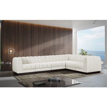 Quinn Chenille Fabric 6 Piece Modular Sectional In Cream