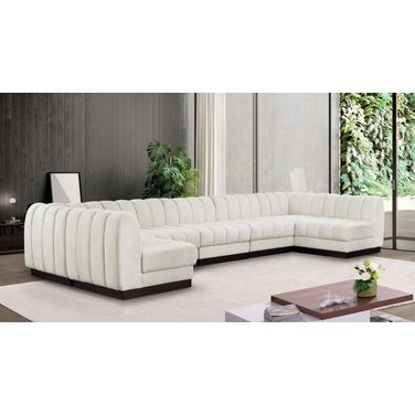 Quinn Chenille Fabric 7 Piece Modular Sectional In Cream