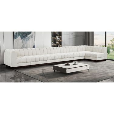 Quinn Chenille Fabric 7 Piece Modular Sectional In Cream