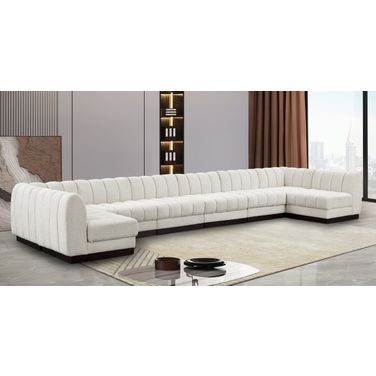 Quinn Chenille Fabric 8 Piece Modular Sectional In Cream