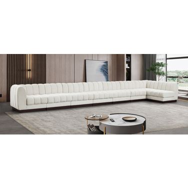 Quinn Chenille Fabric 8 Piece Modular Sectional In Cream