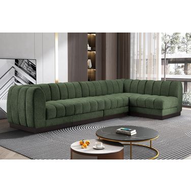 Quinn Chenille Fabric 5 Piece Modular Sectional In Green