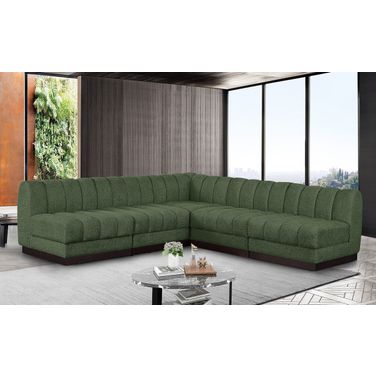 Quinn Chenille Fabric 5 Piece Modular Sectional In Green