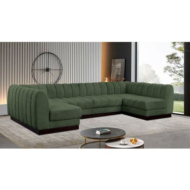 Quinn Chenille Fabric 6 Piece Modular Sectional In Green