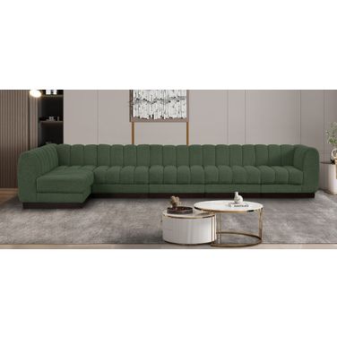 Quinn Chenille Fabric 6 Piece Modular Sectional In Green