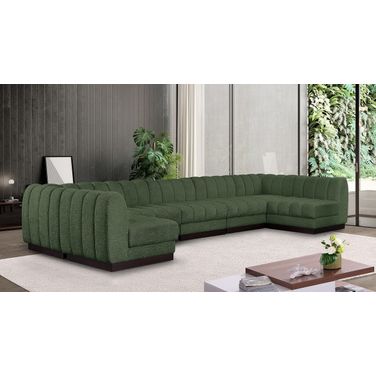 Quinn Chenille Fabric 7 Piece Modular Sectional In Green