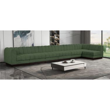 Quinn Chenille Fabric 7 Piece Modular Sectional In Green