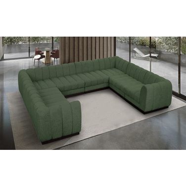 Quinn Chenille Fabric 8 Piece Modular Sectional In Green