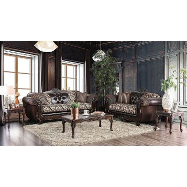 Quirino Living Room Set (Light Brown / Dark Brown)