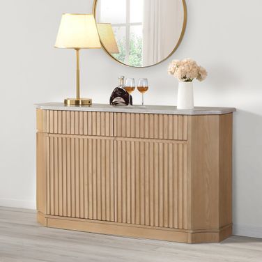 Qwin Server with Natrual Marble Top In Natural and Oak