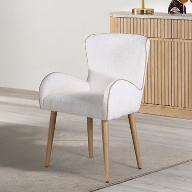 Qwin Side Chair Set of 2 In Beige and Oak