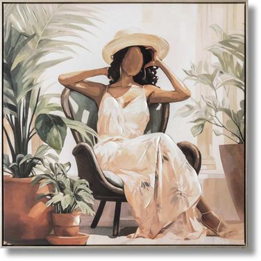 Radiant Serene Botanical Lounging Canvas Wall Art In Multi