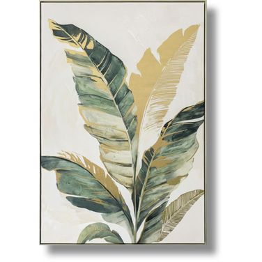 Radiant Tropics Banana Leaf Elegance Canvas Wall Art In Gold